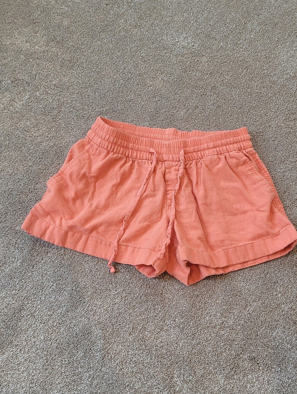 Old Navy Women's Coral Elastic-Waist Linen Shorts Size XS